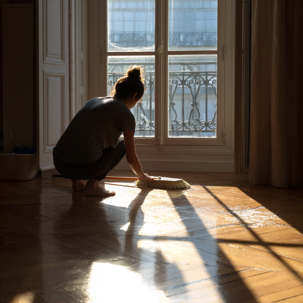 Nettoyage de parquet dans un appartement haussmannien a Paris